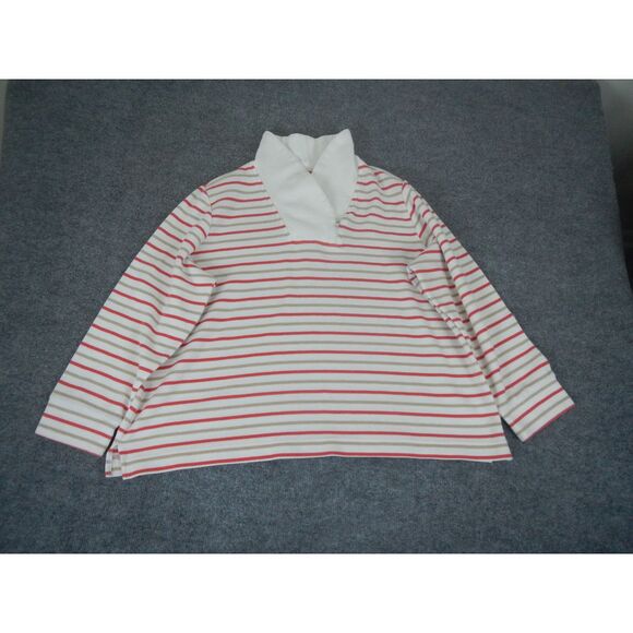 Croft‎ & Barrow Striped Turtleneck Sweater Plus 2X Red White Tan Long Sleeve - Picture 1 of 11